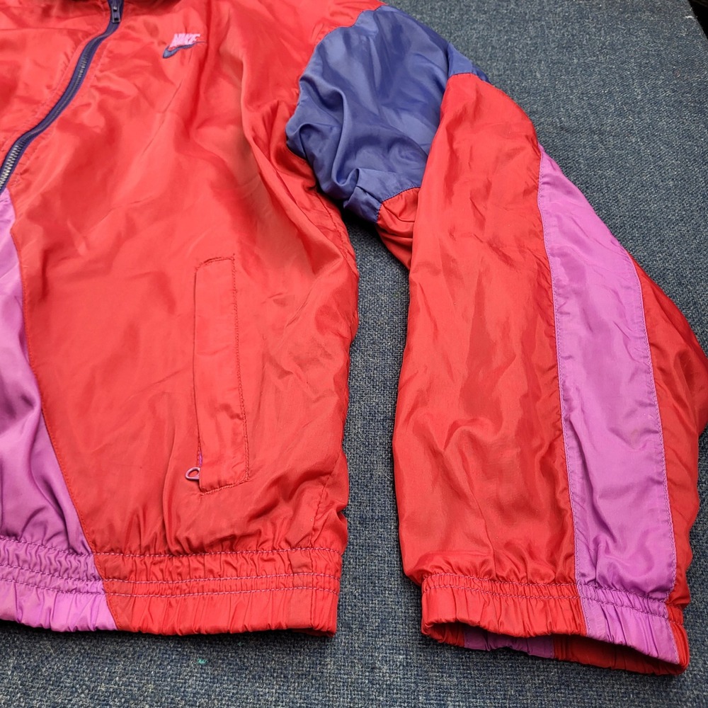 Vintage Nike 90s Colorblock Windbreaker Jacket Red Purple Blue Grey Label Large - Picture 2 of 11